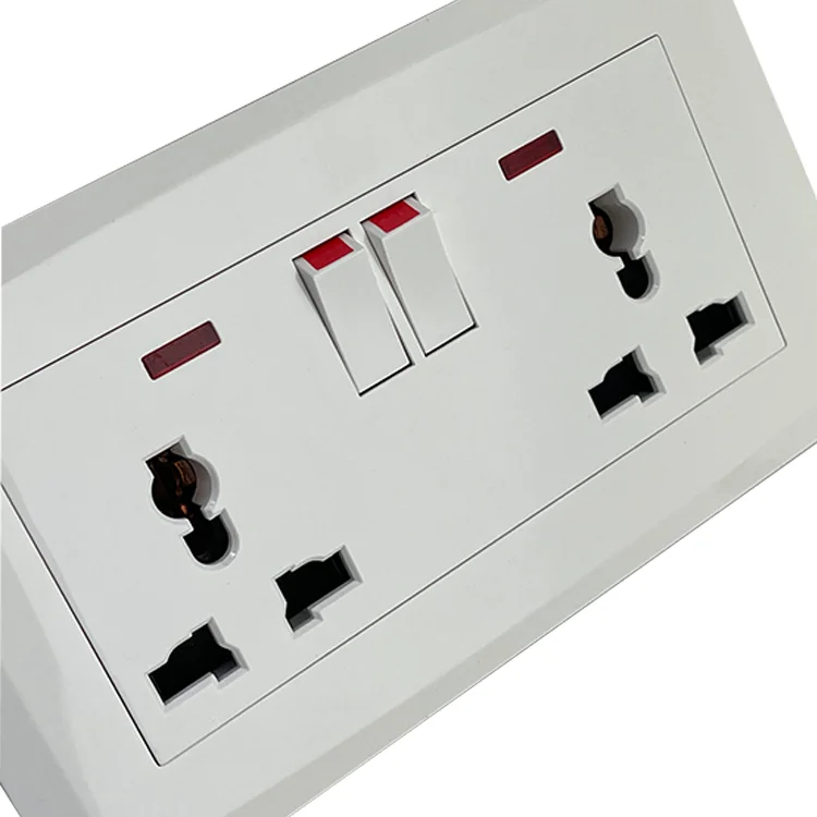 250V 13A UK Standard Double Switched Double Socket Outlet Electric Wall Mount Sockets and Switches