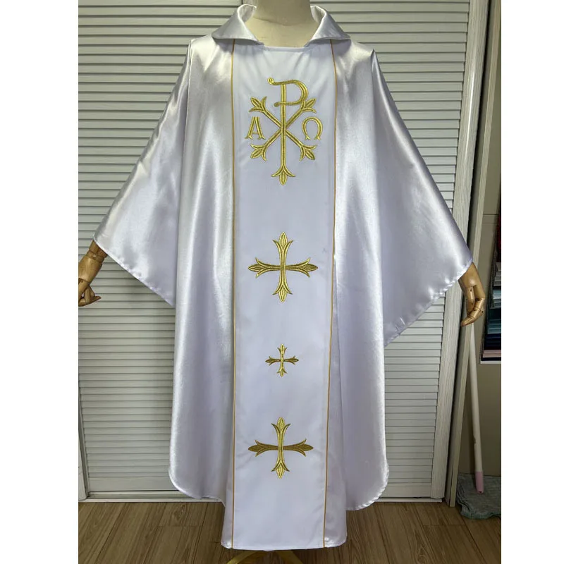 Белый атлас с перекрестной вышивкой, папа, священник, Chasuble