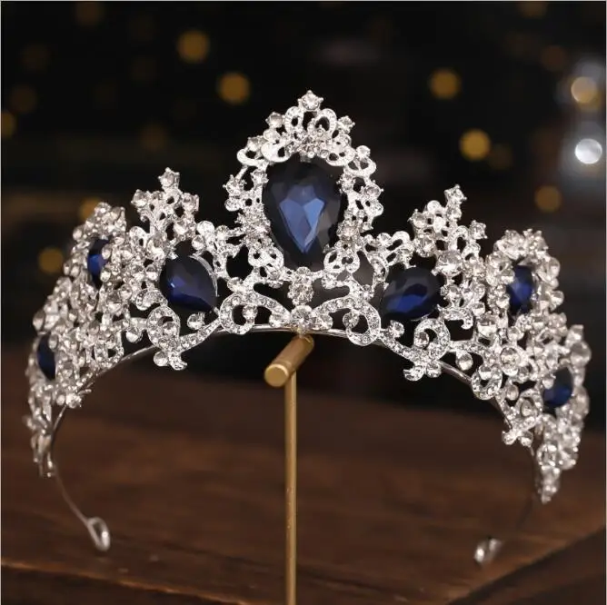 Свадебные украшения для волос, аксессуары, великолепные синие головные повязки с кристаллами, Тиары и короны для невесты, повязка для волос для девочек, подарки на выпускной вечеринку