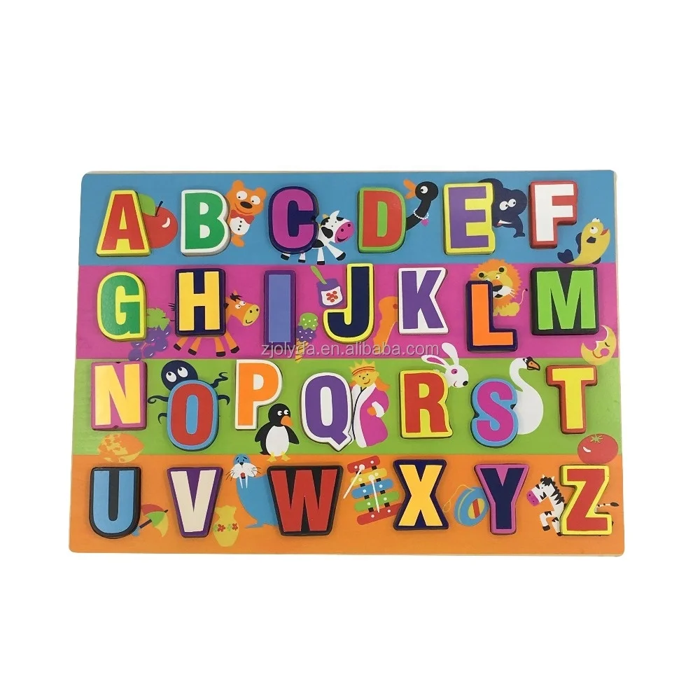 Early Learning Alphabet Wooden Blocks 3D Puzzle for Kids