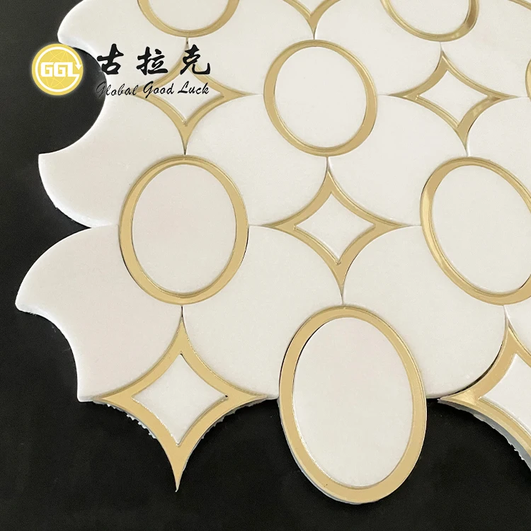 Chinese Waterjet Marble Mosaic Tile For Bathroom Glass Mosaic For Sales