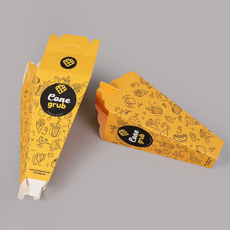 Biodegradable Bubble Waffle Crepes Box Paper Holder Cone Container Food & Beverage Packaging Pizza Box