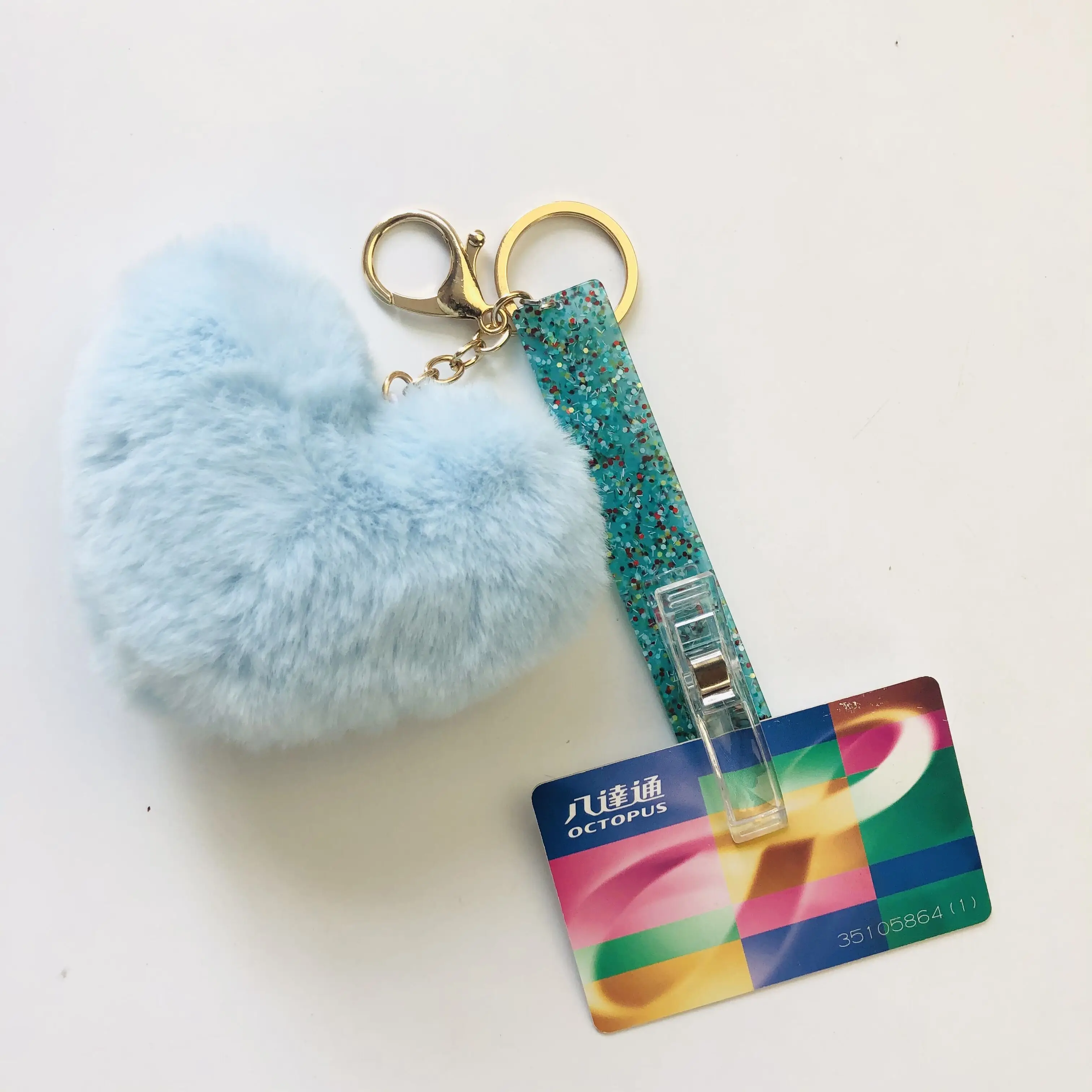 New launched Puff ball Keychain Credit Bank ATM Card Clip Long Nail  Cigarette Holder Card Grabber For Long Nails Drop Shipping