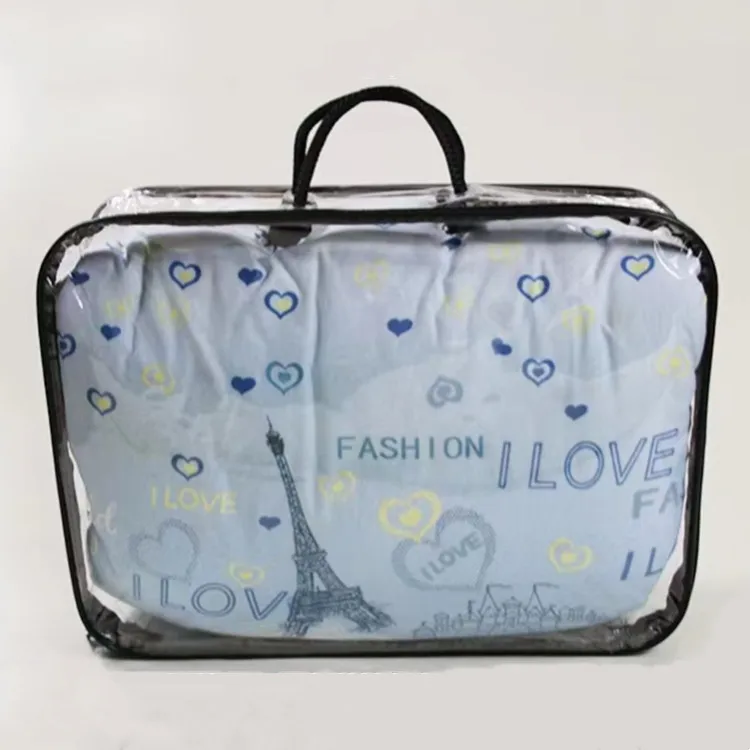 Custom Logo Handle Zipper PVC Dust Bag Fashionable Transparent Blanket Bed Sheets Quilt Portable and Reusable Quilt Cover