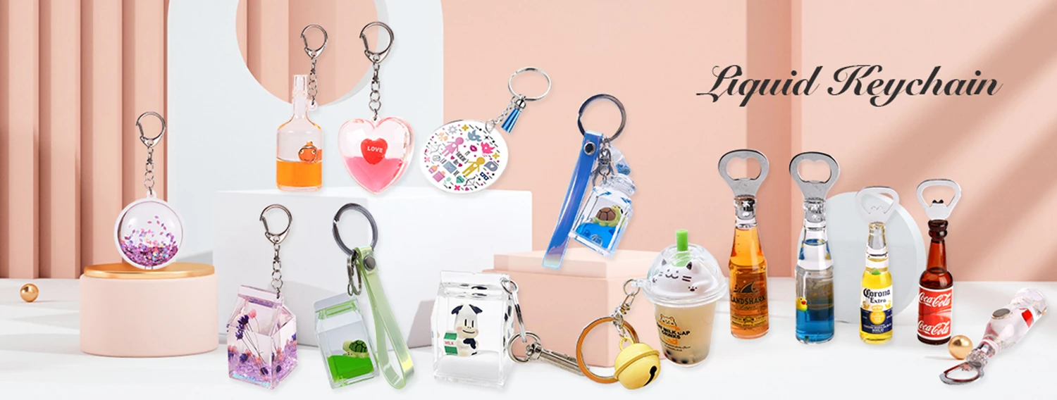 Novelty Bear Shape Water Bear Keychain Liquid Acrylic Glitter Keychain