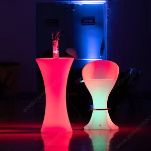Wireless Plastic Multi Color Changing Illuminated Fashion Slim Waist High LED Bar Cocktail Table