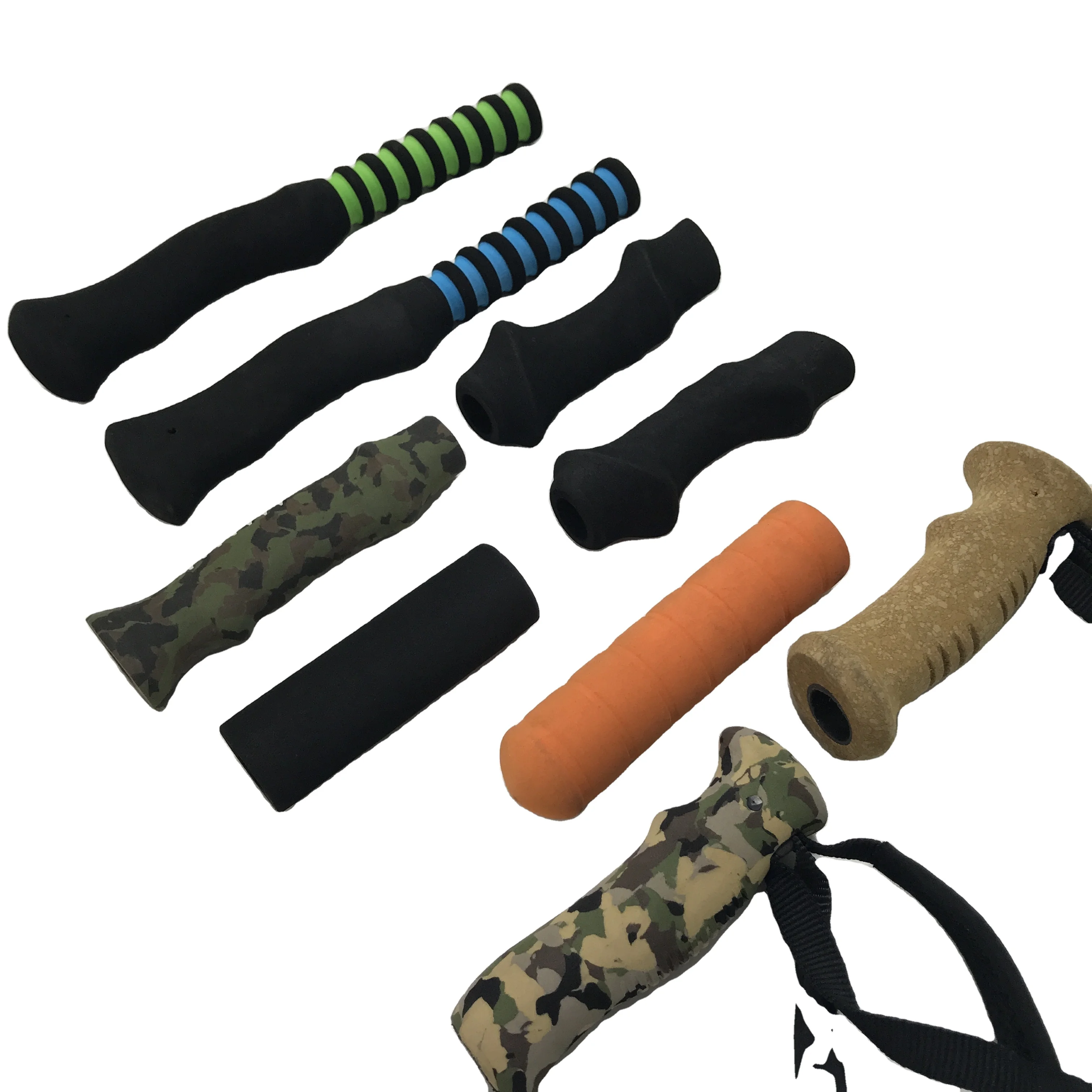 Custom Design Color Long Straight Eva Foam Handle  NBR Rubber Fishing Rod Building Components Camouflage Cork  Eva Foam Grips