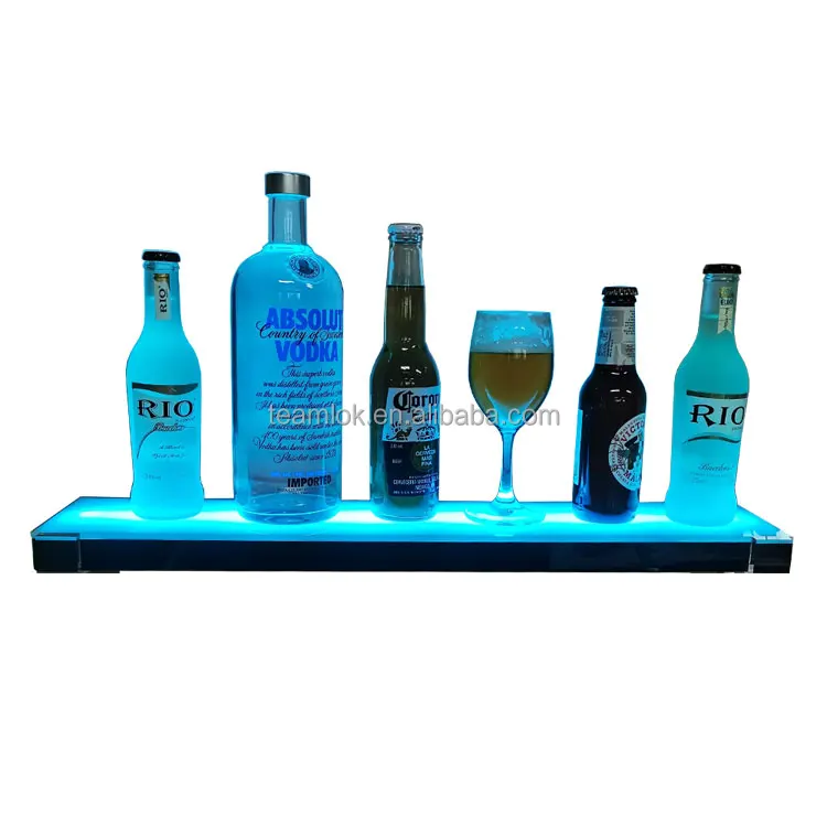 LED bar bottle display shelf 18" 24" 36" 48" wall mounted led acrylic floating wall shelf