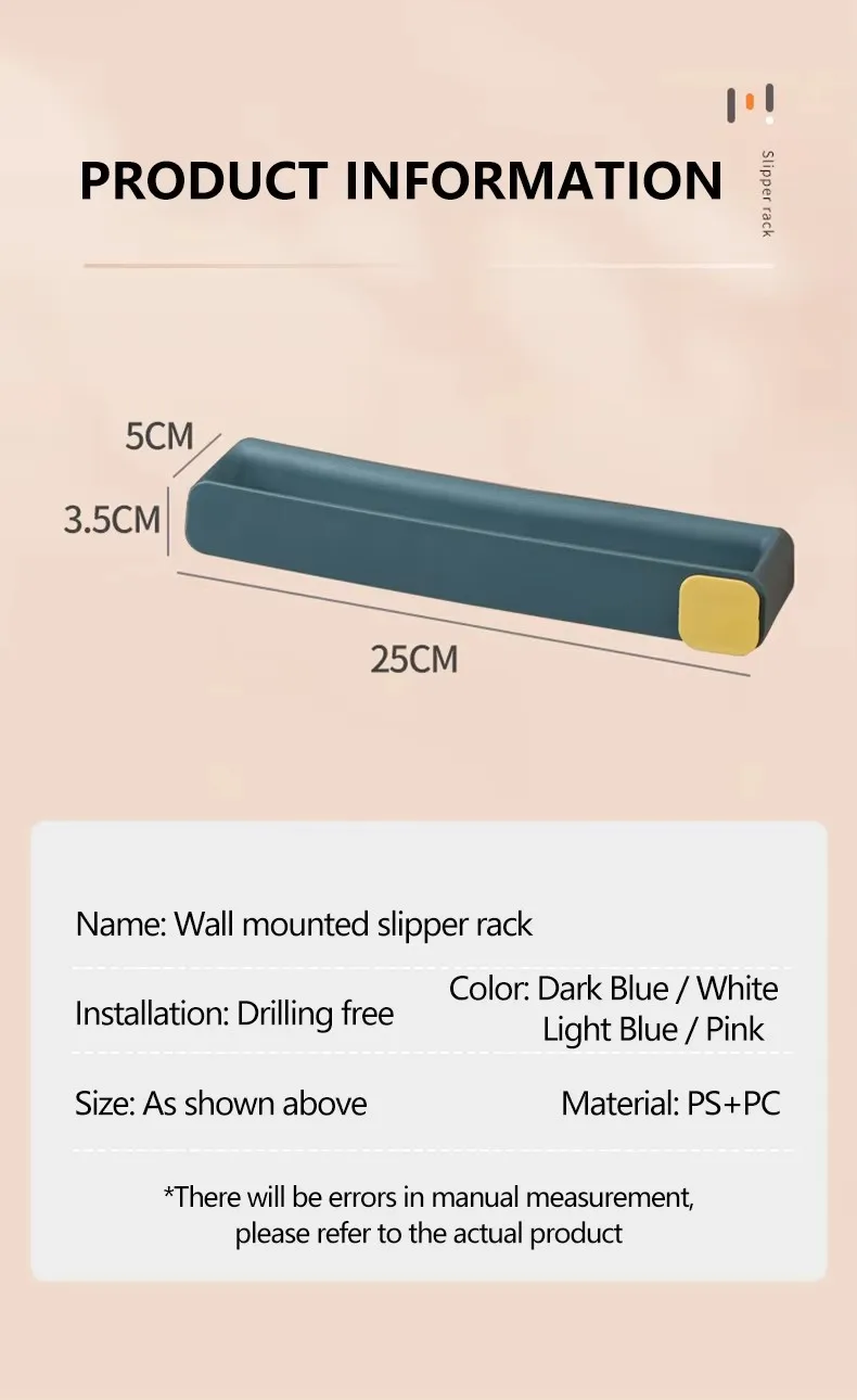 Wall Mounted Plastic Slippers Rack Rectangle Multifunction Bathroom Towel Shelf Hooks Injection Adhesive Bathroom Organizer factory