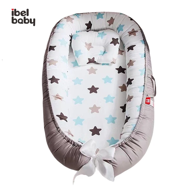 100% Cotton Breathable Fiberfill Portable Adjustable Newborn Lounger Crib Snuggle Newborn Baby Nest for Sleeping