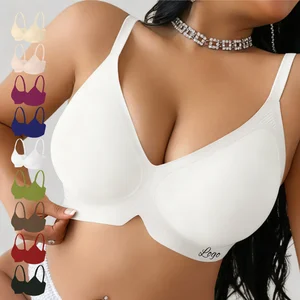 Customized logo Women's Plus Size Push-Up Breathable Wire-Free Anti-Sagging Soft Support Jelly Plus Size Bra with Large Cup