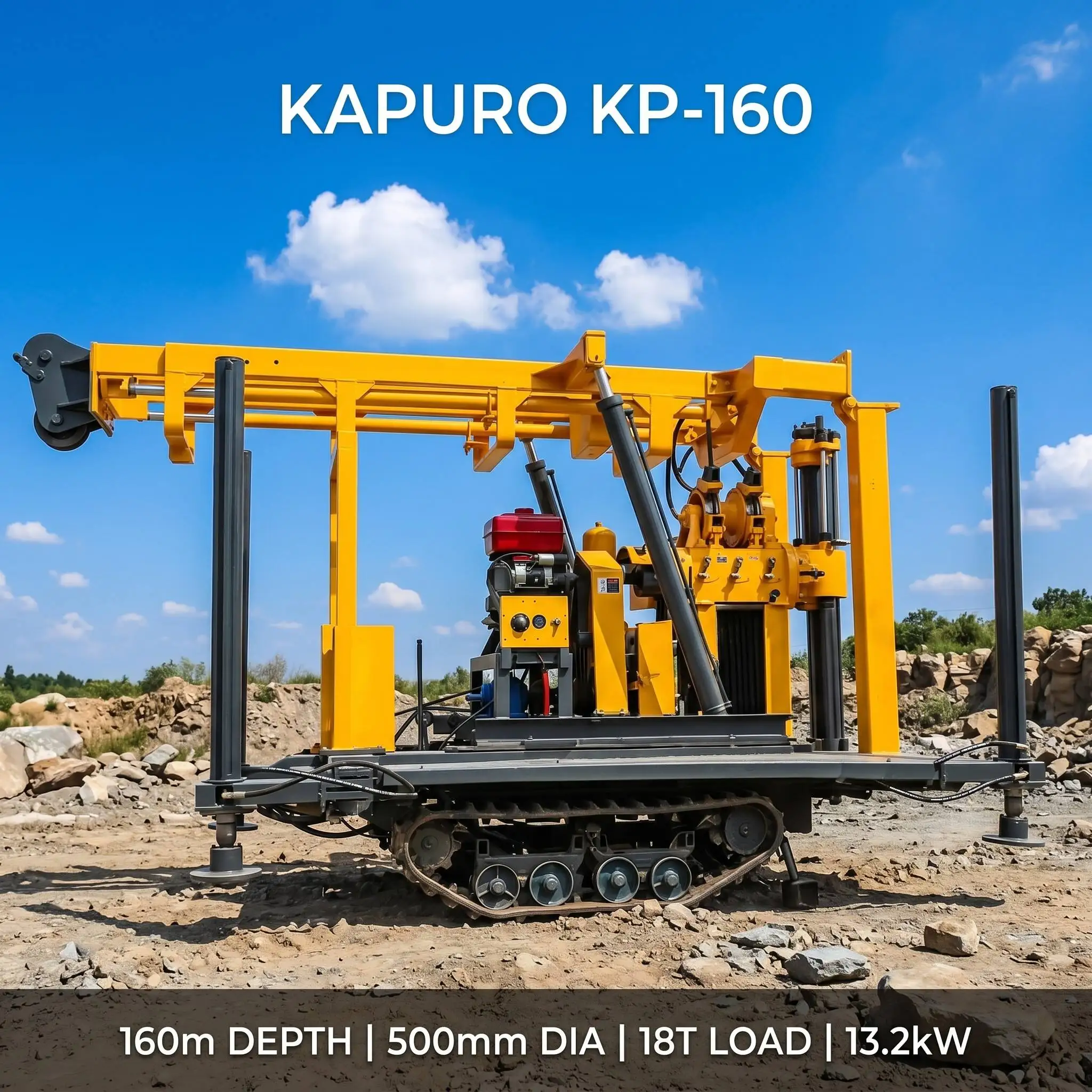 Kapuro Mineraleksplorasie Kernboorrig – Diesel-aangedrewe, Outomaties, Afstandbeheer met 500 mm Boordiameter