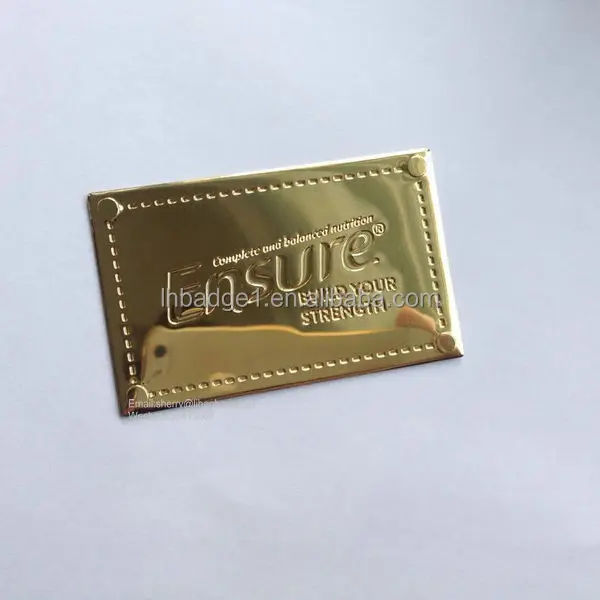 Professional Metal Aluminum Logo Embossed Nameplate,Black Gold Metal