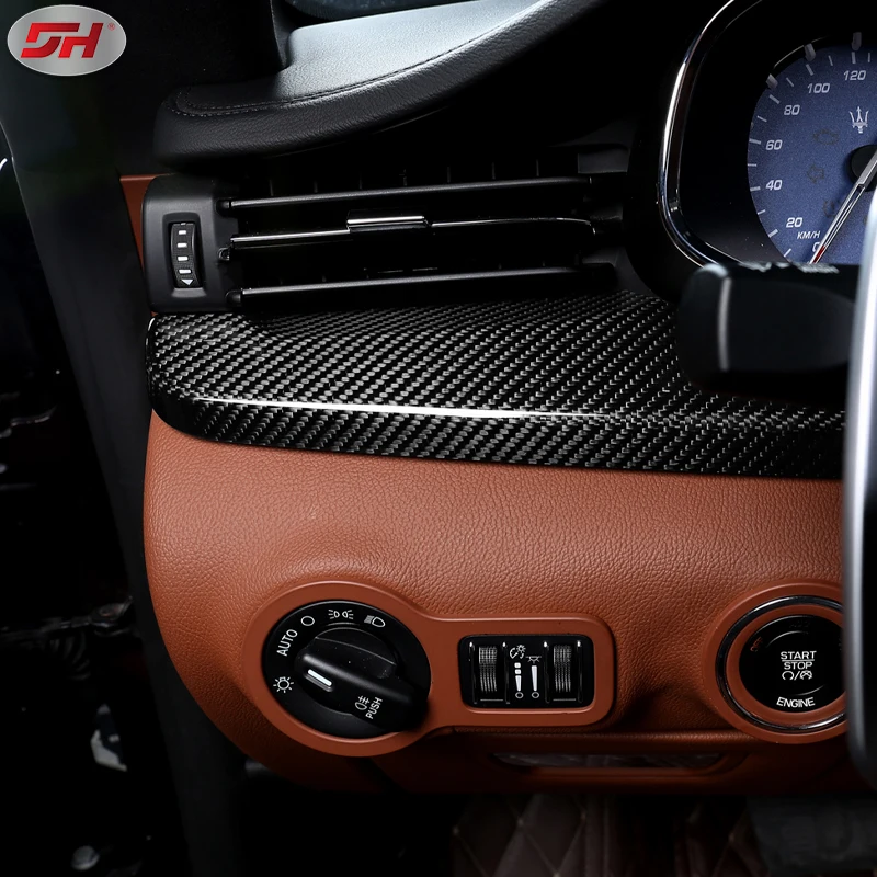 10pcs carbon fiber interior dashboard panel trims paste type For 2013-2016 Maserati Quattroporte M156