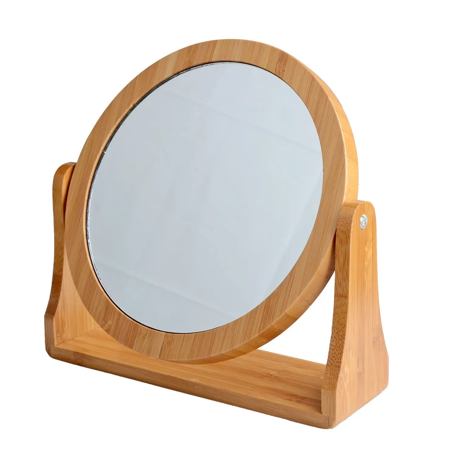 Espejo de pie Cuadrado baño con Soporte de bambú Espejo de tocador Usado en Dormitorio de Estudiantes rotación de 360 ​​° N / B Espejo de Maquillaje portátil de Mesa