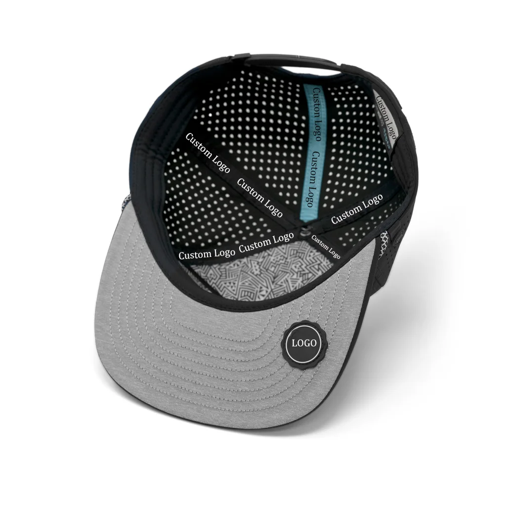 Custom Flat Brim Laser Cut Perforated Water Proof Baseball Cap,5 Panel ...