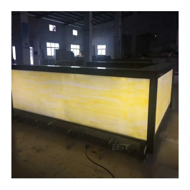 Western Style bar Counters Design bar Furniture Translucent Stone Surface Corian Top LED bar Counter