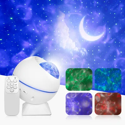 YZORA LED Night Light Colorful Starry Sky Projector Lamp Romantic Projection Ocean Wave Star Light for Room Decor Home Theater