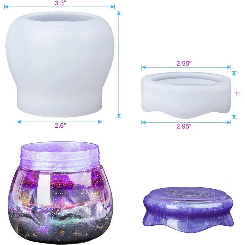 Y363 DIY Resin Storage Boxes Candy Jar Mold DIY Cement Trinket Box Silicone Mold