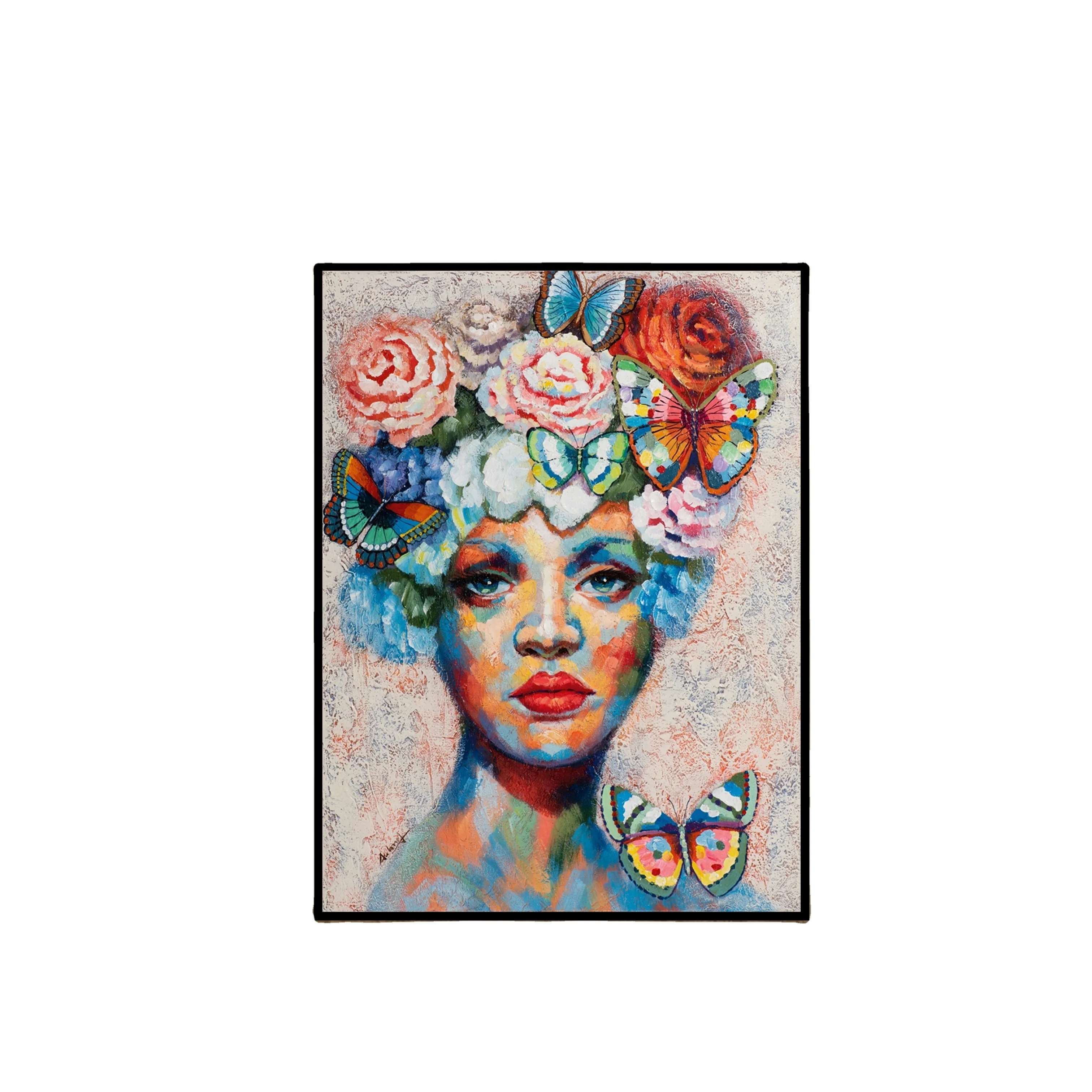 Handmade Oil Painting Colourful Woman Canvas Painting Poster Wall Art Pictures for Living Room Home Unframed Family Decoration