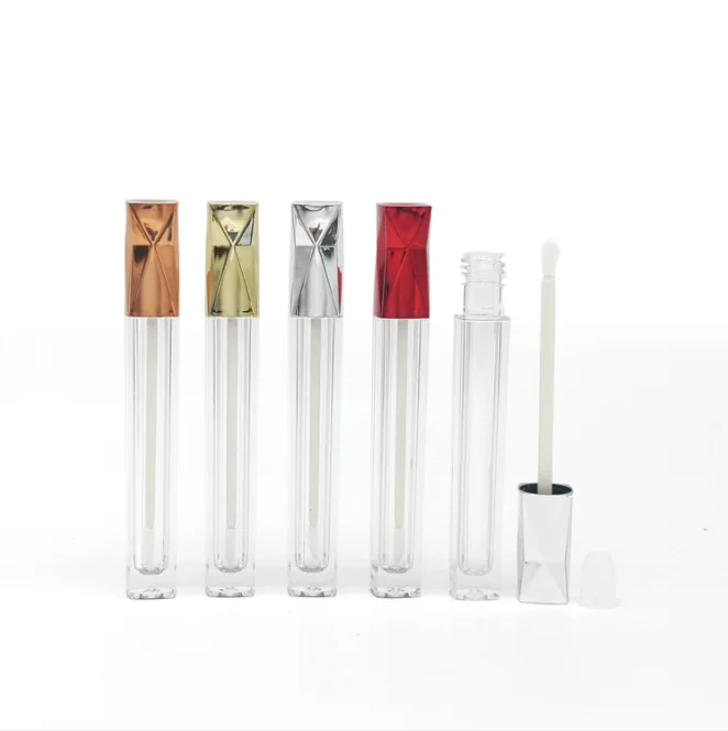 High Quality 5ml Cosmetic Plastic Lipstick Tube Lip Gloss Tube Double Layer Square Lipstick Packaging