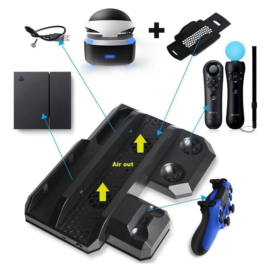 Wholesale PS4 Pro Slim PS Cooling Stand 3 Controller Charging Dock 2 Cooling for Station 4 Move Controller Accessories From m.alibaba.com