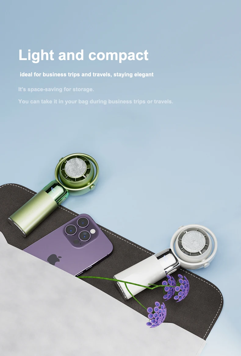 Portable Rechargeable Handheld Neck Fan With Cooling Ice Function_voghion.com