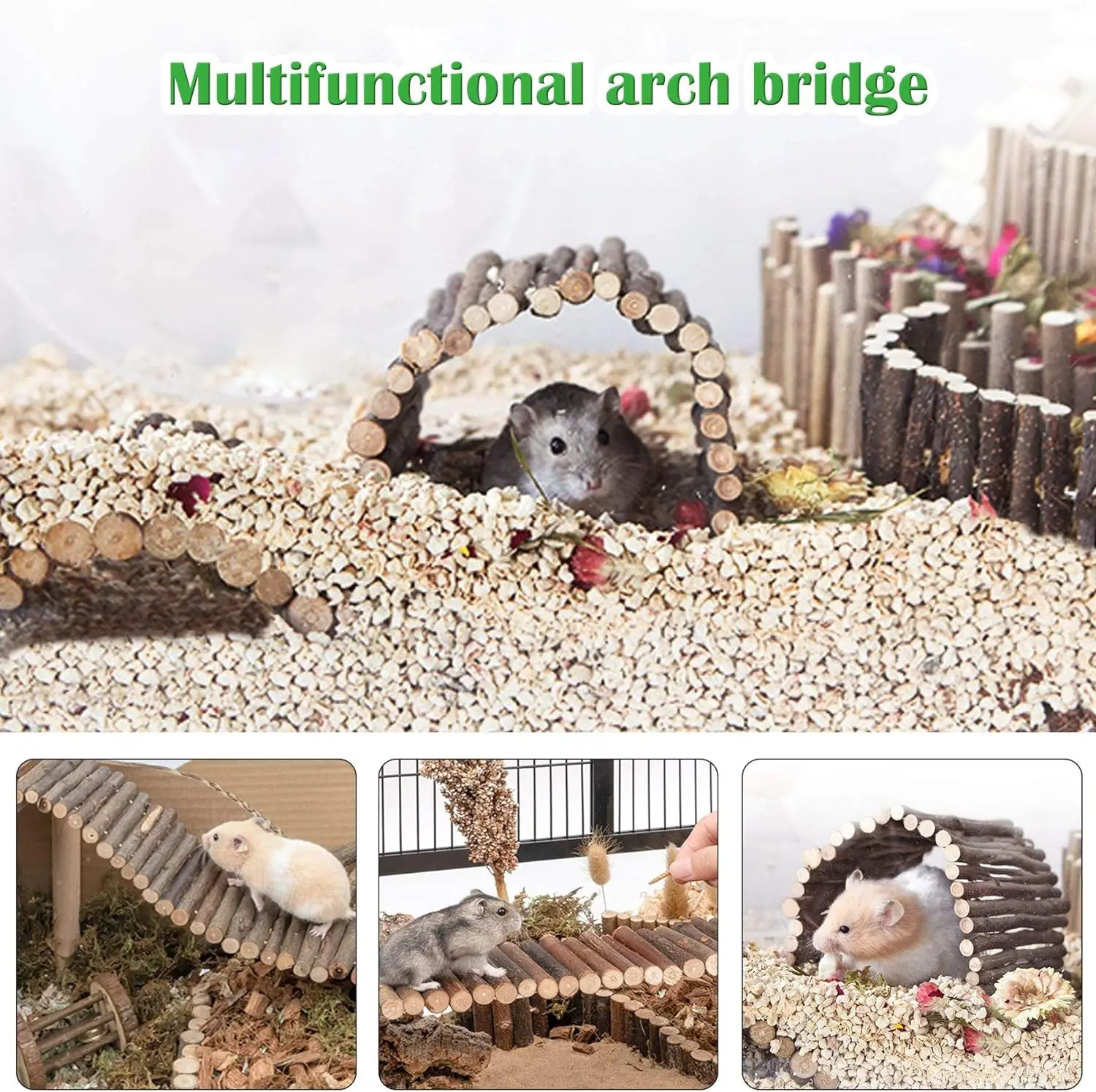 Small Animal Activity Toy Hamster Houses Hideouts Wooden Rat Playground ...