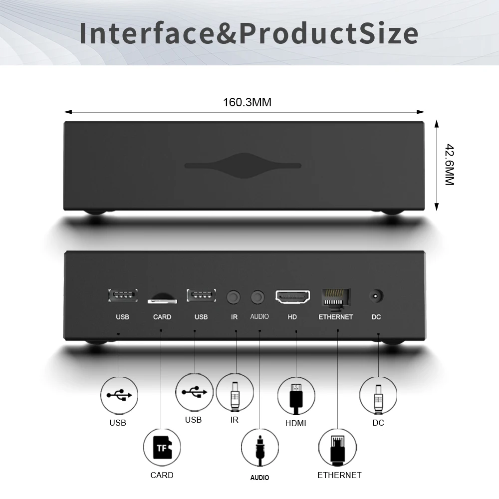 4K Portrait Landscape Display Android TV Box RTC WiFi6 2GB 16GB Android 10 CMS Digital Signage Player with Software