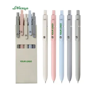 Custom Logo Unisex 0.5CS Low Gravity Gel Pen Morandi Vintage Blue Color Click Action High Value Office Gift Use Made Plastic