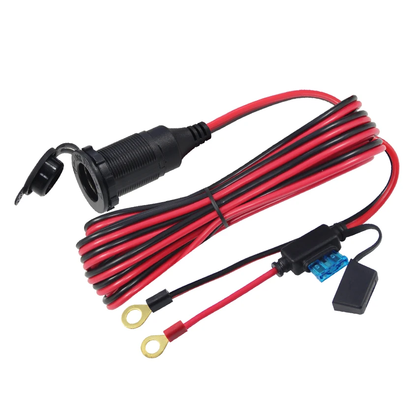 Ring terminal to 12 volt lighter socket 3FT 16AWG Wire 15A fuse Power ...