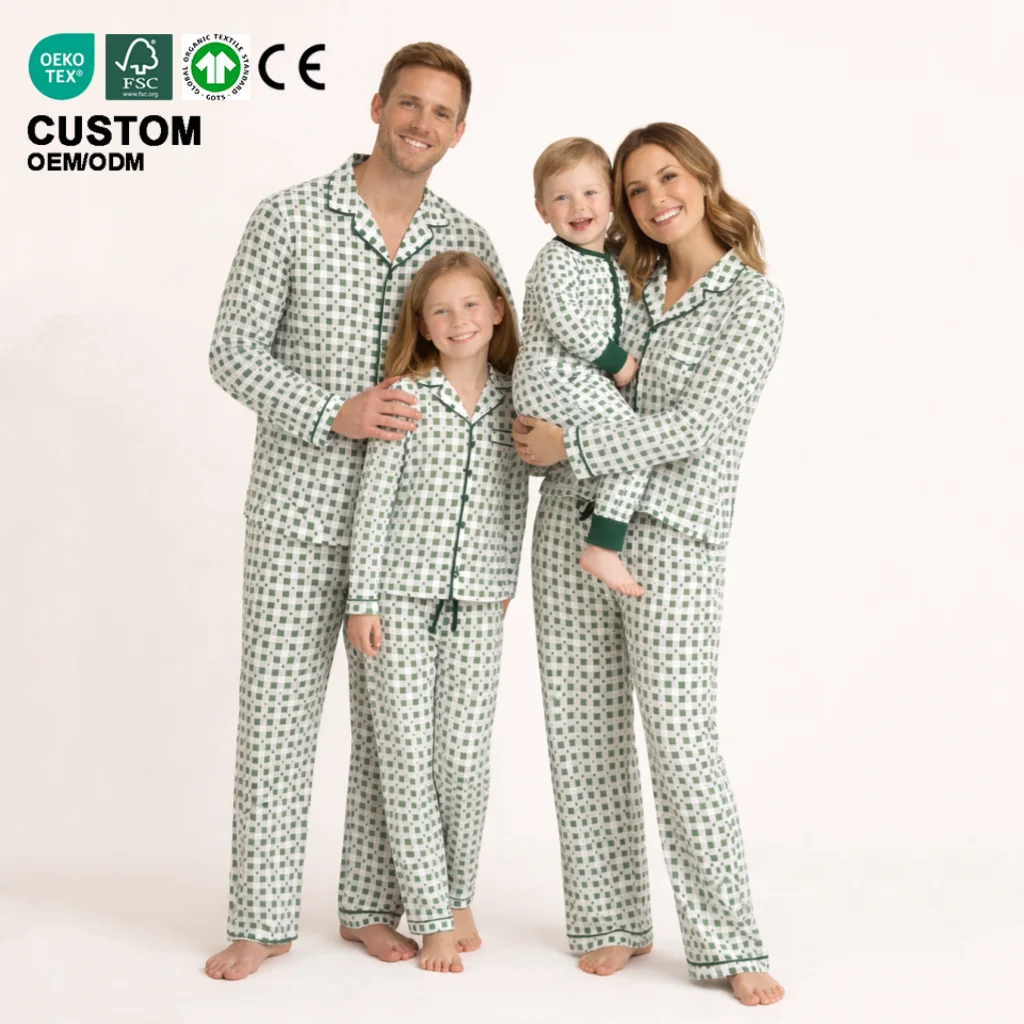 Premium Bamboo Family Matching Christmas Pajamas GOTS Certified Eco-Friendly Holiday Sleepwear for Men Women Kids Christmas PJs