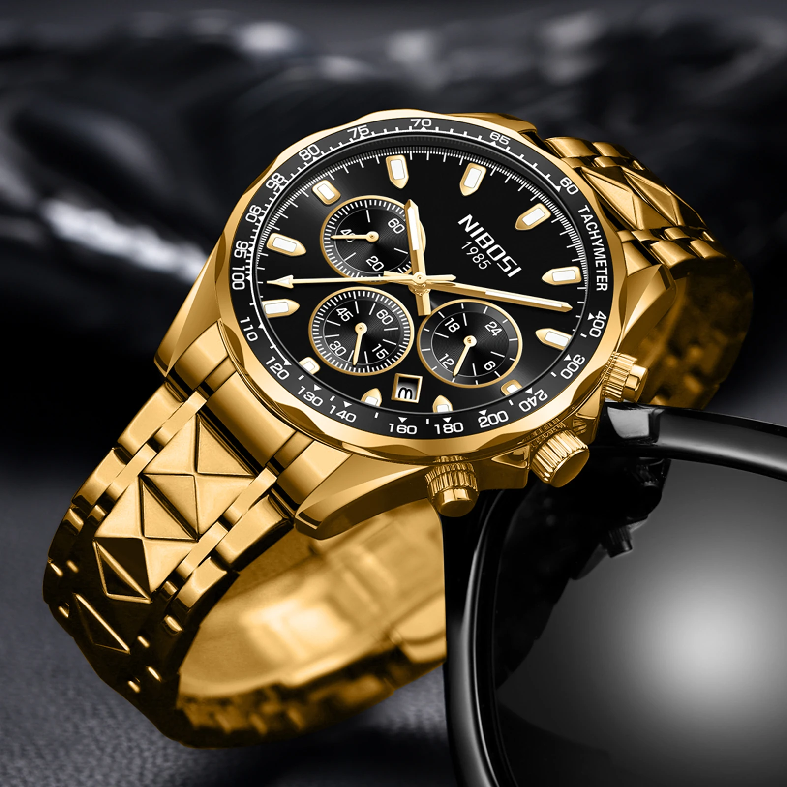 NIBOSI 2611 kendinden çin mens quartz saat otantik çelik bant 3