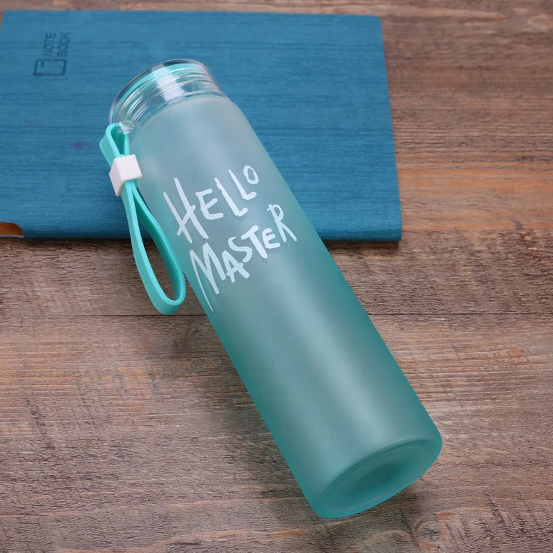 Wholesale High Grade Colorful Letter Frosted Water Bottle Gradually Change Color High Borosilicate Glass Water Bottle
