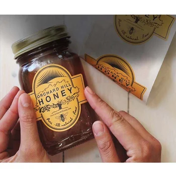 wholesale custom printing self adhesive honey jar packaging stickers roll rotulo de mel bee bottle cap seal labels