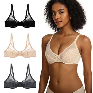 French Lingerie Ladies Sexy Lace Bra Gathered on the Top to Prevent Sagging Bra Breathable and Comfortable.