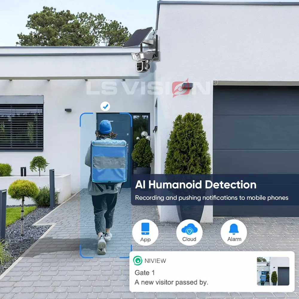 LS VISION Waterproof Outdoor PTZ CCTV Camera 20X Zoom 4G SIM Card IP Camera  WIFI Solar Panel Battery Security Camera