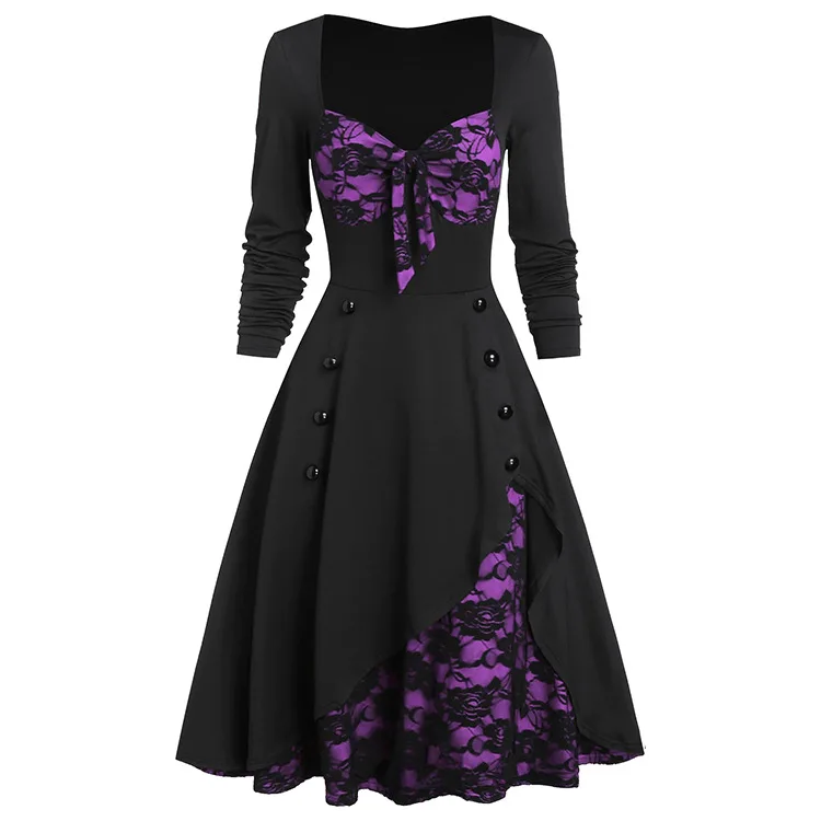 S-5xl Gothic Casual Women Vintage Dress 50s 60s Rockabilly Lace Swing Pin  Up Party Dresses Elegant Tunic Vestidos Drop Shipping - Buy Halloween  Cosplay Costume Gothic Vintage Dress,Halloween Party Performance  Costume,Medieval Ghost