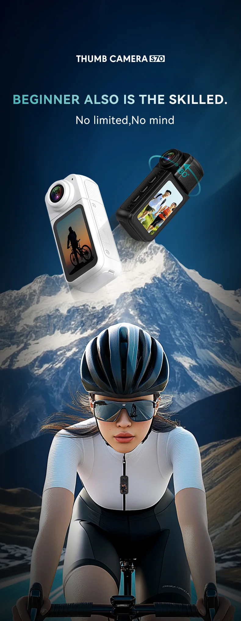 APP Controlled Portable 1080p Vlog Camera WiFi Pocket Mini Body for Outdoor Sports 2.7K Video Capture Recording for Cycling