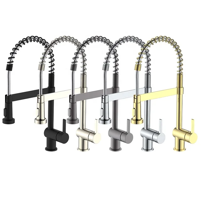 Bathroom Spring Retractable Sink Mixer Pullout Type Three Way Drinking Water Kitchen Faucet Factory Direct Sales.