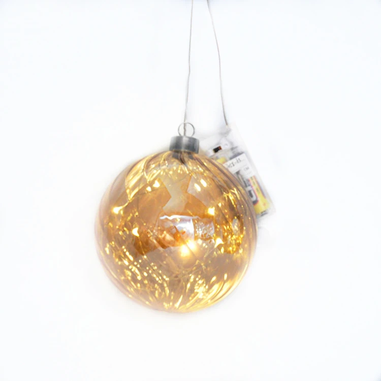 champagne hand blown glass balls with led light for Christmas