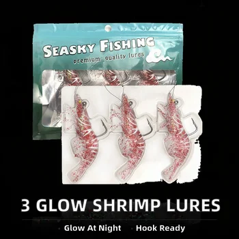 1Pcs Printed PVC King Prawn Soft Rig Lure with Glow in the Dark Pre-Rigged Bait for Saltwater Fish Lure Fishing – Soft Lure – view 4