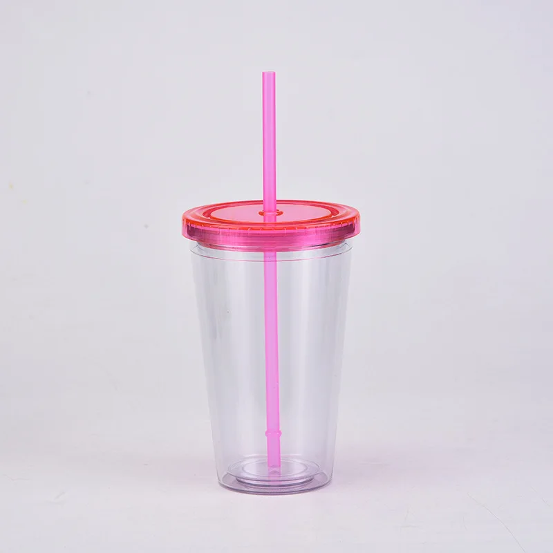 Factory Customized 16oz Double Wall Acrylic Tumbler Clear Plastic Cup with  Lid and Straw - China Double Plastic Cup and Plastic Straw Cup price