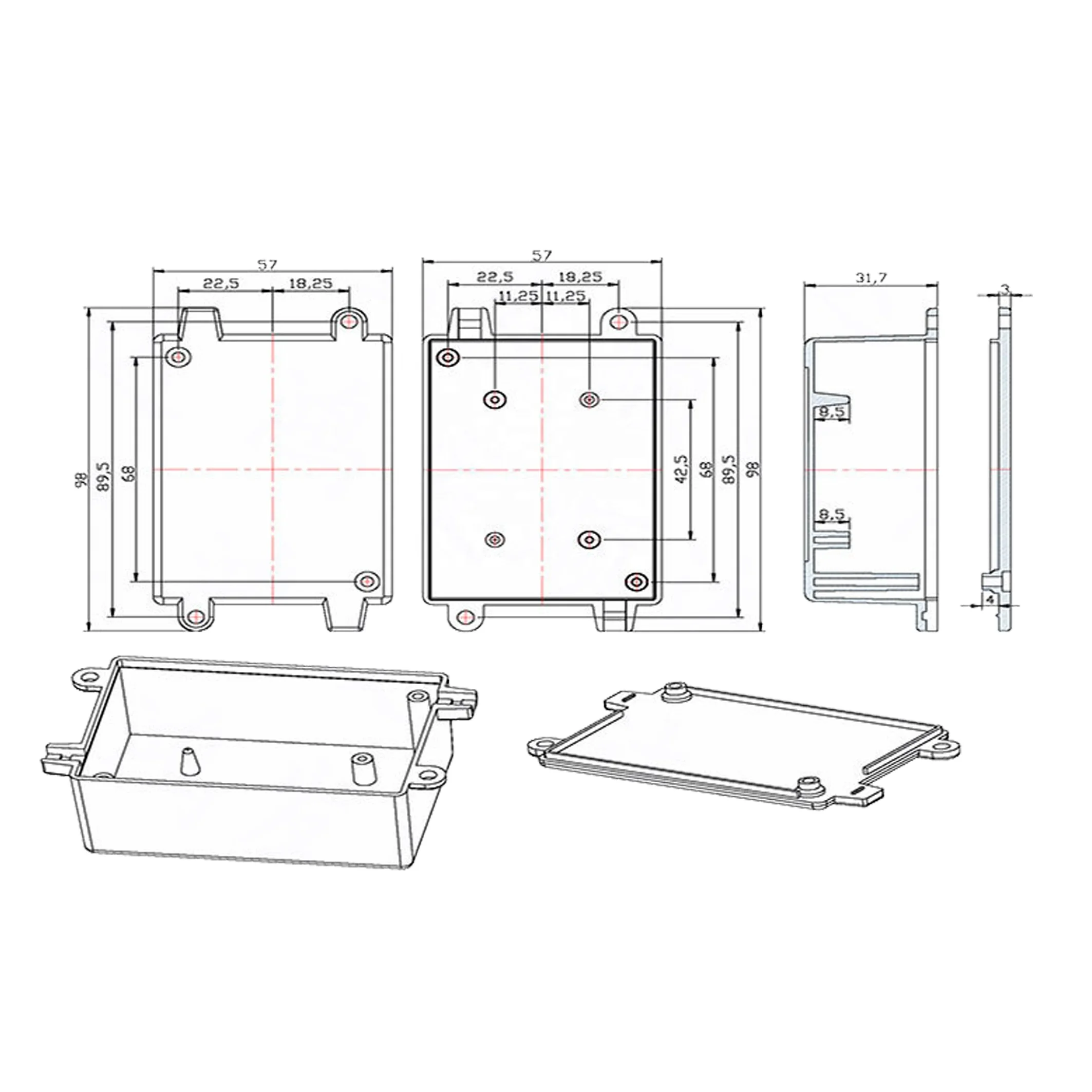 Standard Junction Box Plastic Enclosure Abs Cable Outlet Box With Wall