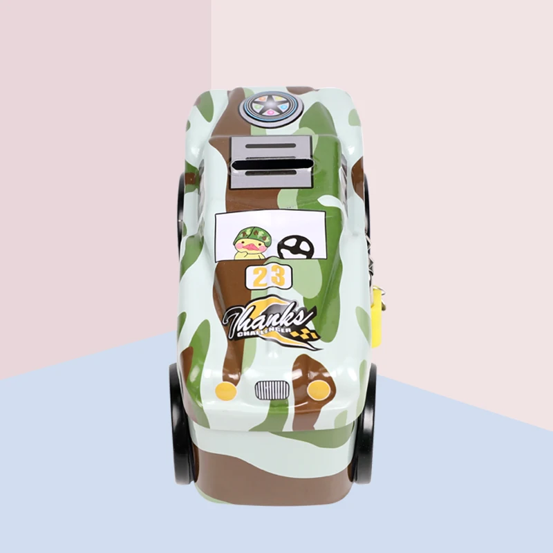 TOPSTHINK High Quality Children's Mini jeep Shaped Camouflage Money Box with Lock