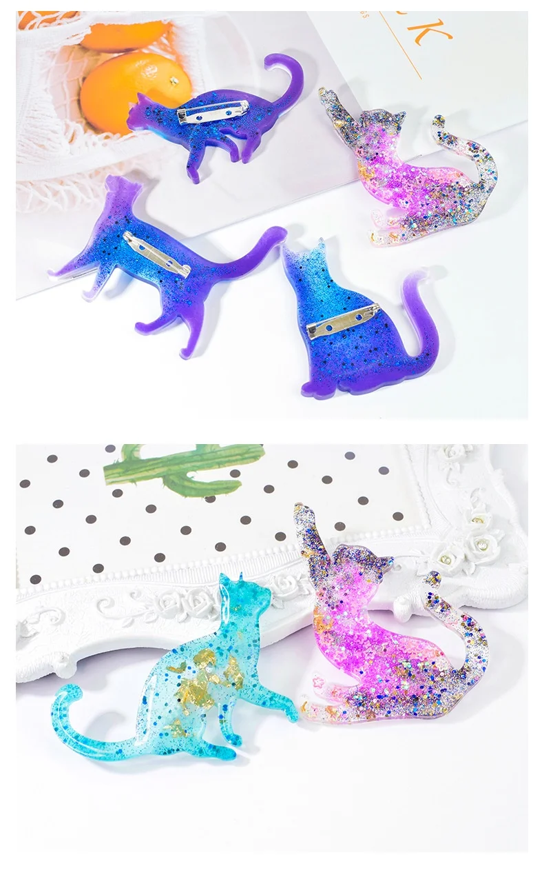 DIY Crystal Glue Cat Nose Pin Silicone Mold, Lucky Cat Fashion Bag Pendant Earrings Decorative Silicone Mold details
