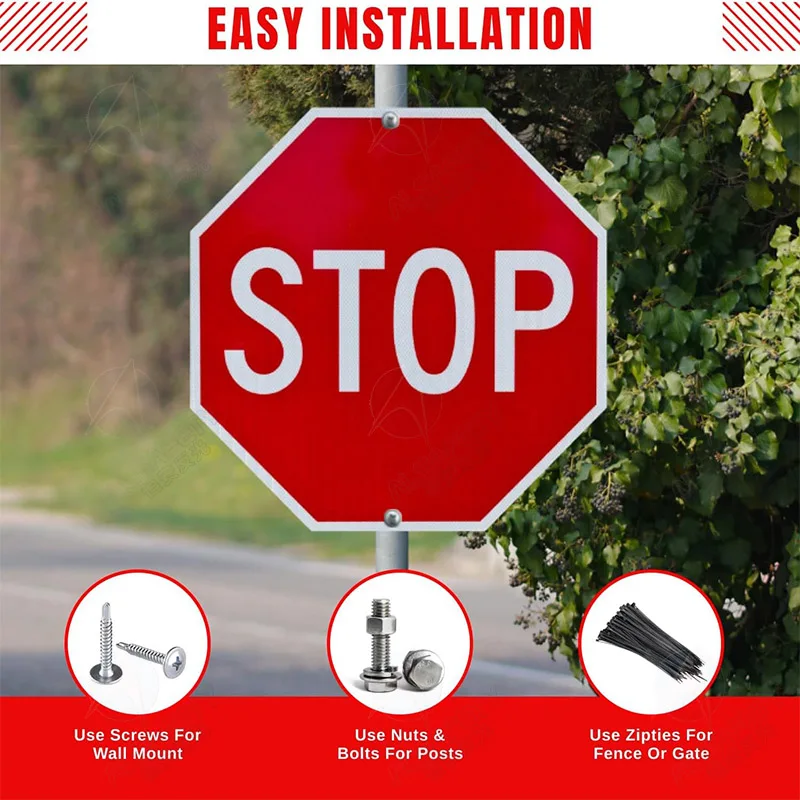 Octagon Prismatic Engineer Grade Reflective Sheeting Rust Free Aluminum for Road Stop Warning Traffic Signs