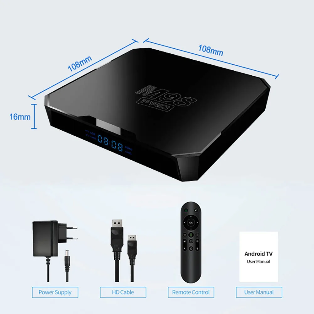 2023 Factory Price M98 Pro 4k Quad Core Android Google Tv Box Allwinner ...