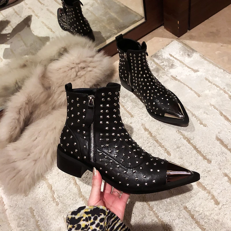 studded womens booties