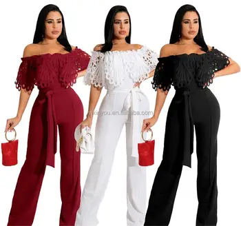 New Women Spring Fall 2024 Lace Long Sleeve Jumpsuits Elegant Casual